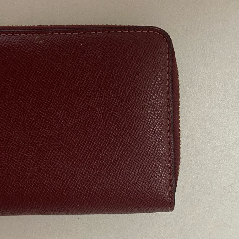 LikeNew $225 COACH Continental ZipAround Leather Wristlet Clutch Wallet Burgundy - Picture 4 of 15